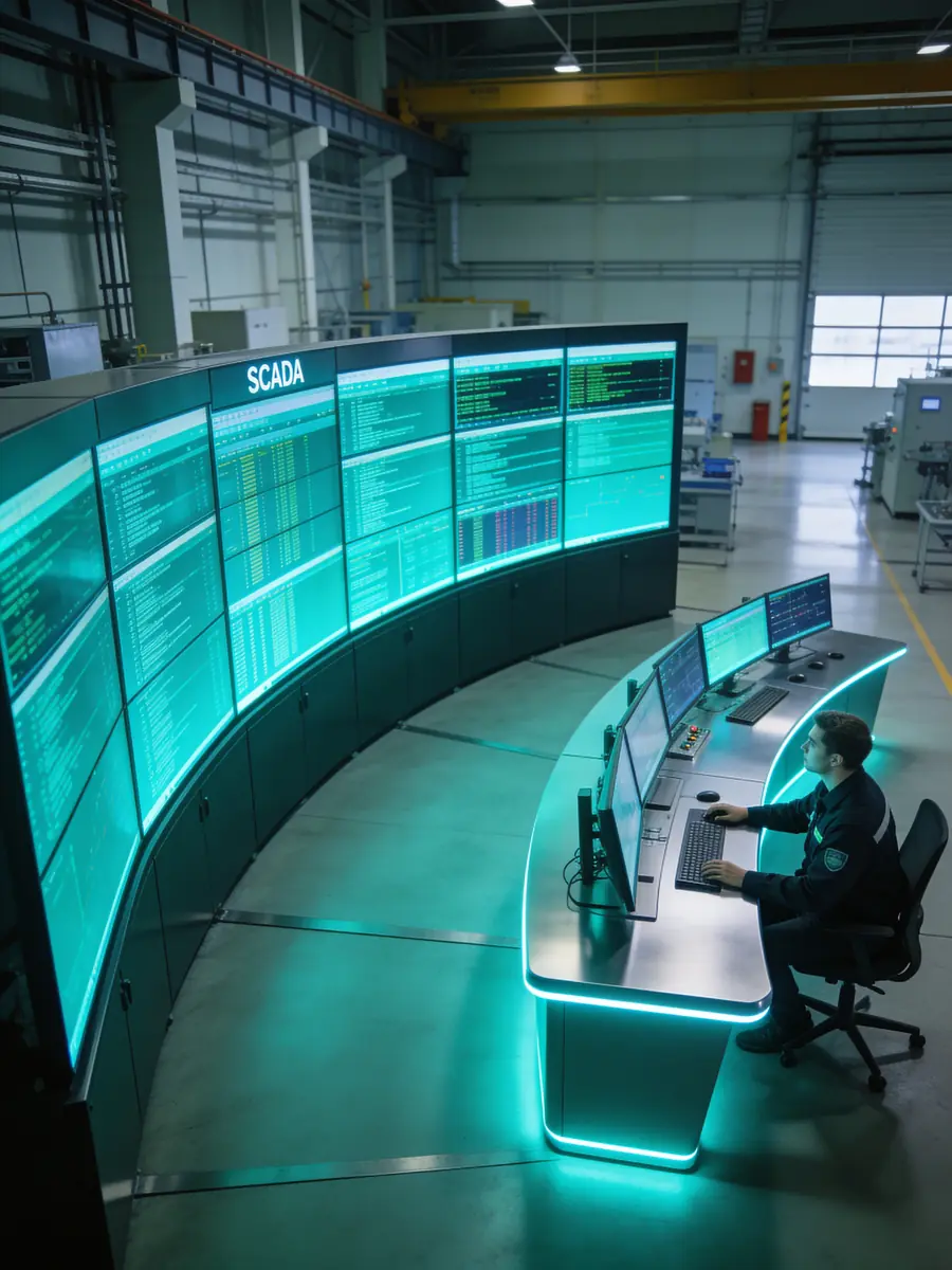 Industrial automation and SCADA control system on a plant floor